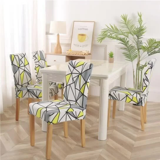 1/4/6pcs Stretch Spandex Dining Printed Chair Covers Slipcovers Home Room Decor - Image 4 of 4