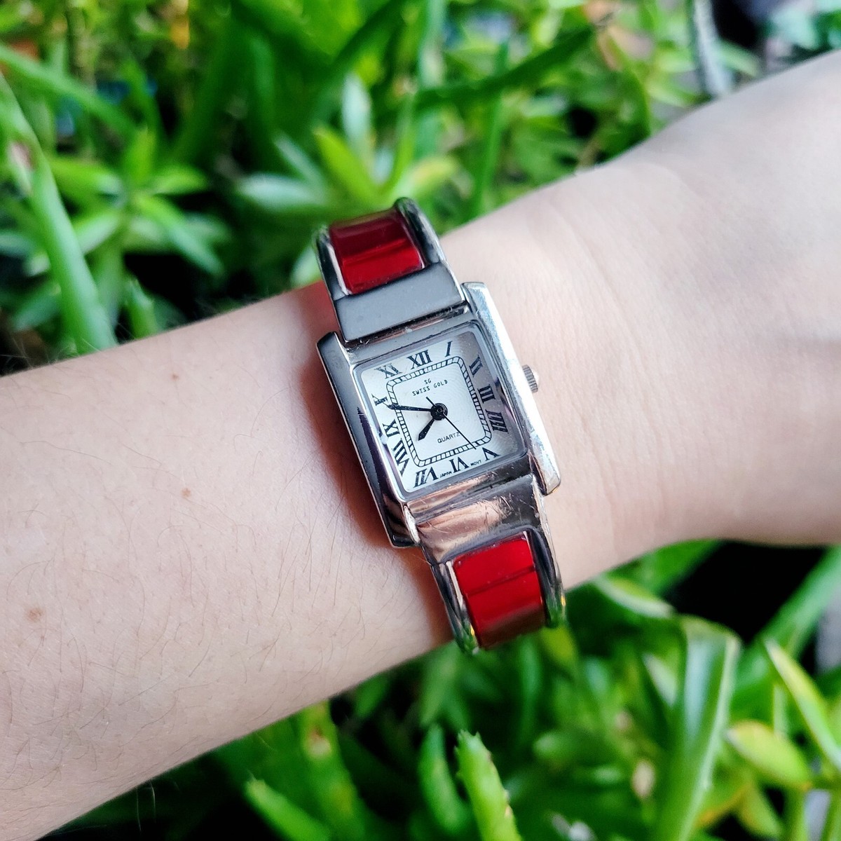 Vintage Rectangular Dainty Watch - Roman Numeral Dial, Quartz Movement Rectangular Roman Numeral Watch | Anne Klein main image 2