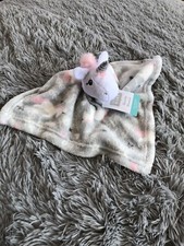 Personalized Embroidered Unicorn Baby Gray Lovey Security Blanket Baby Shower