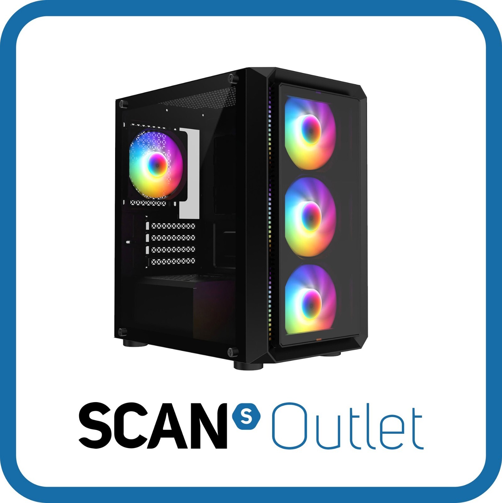 GameMax Icon, Black, MicroATX Chassis w/ Tempered Glass Window, 4x 120mm ARGB Fa
