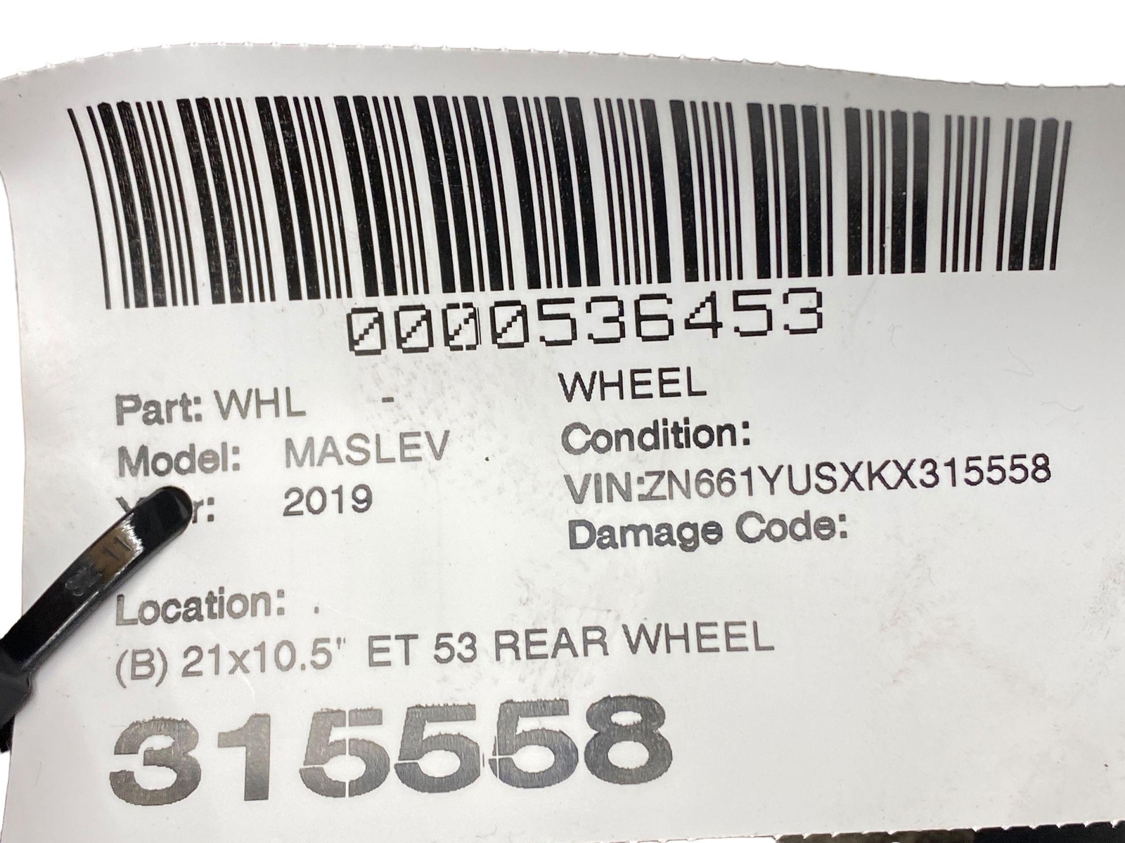 2017-2024 MASERATI LEVANTE (B) 21x10.5' ET 53 REAR WHEEL RIM *CURB RASH/SCRATCH*