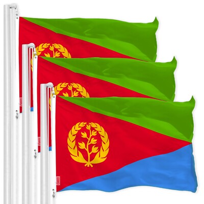 NEW G128 Eritrea Flag 3-Pack 3x5 FT Printed 150D Polyester