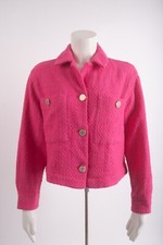 Zara Womens Textured Weave Blazer Jacket Overshirt S Pink Fuchsia 8495/150 NWT
