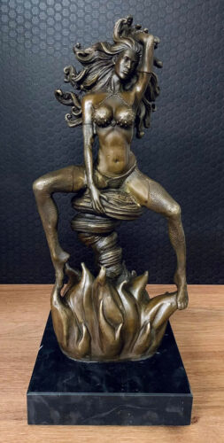 Scultura erotica bronzo nudo femminile donna figura erotica antica statua bronzo  - Foto 1 di 6