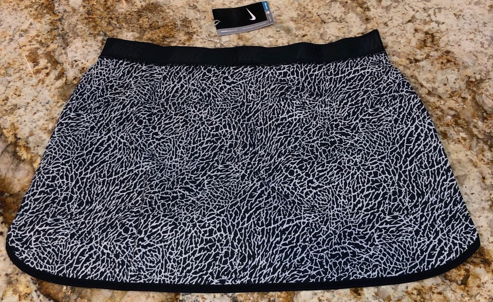 NIKE GOLF Flip Print Black White Skort Skirt Attached Black Shorts NEW
