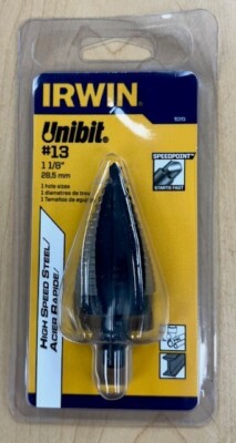 NEW IRWIN #13 Unibit (1 1/8'') High speed step drill bit 10313