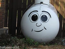 Propane Tank Funny Face -  Quality Vinyl Decal Sticker - Select Color