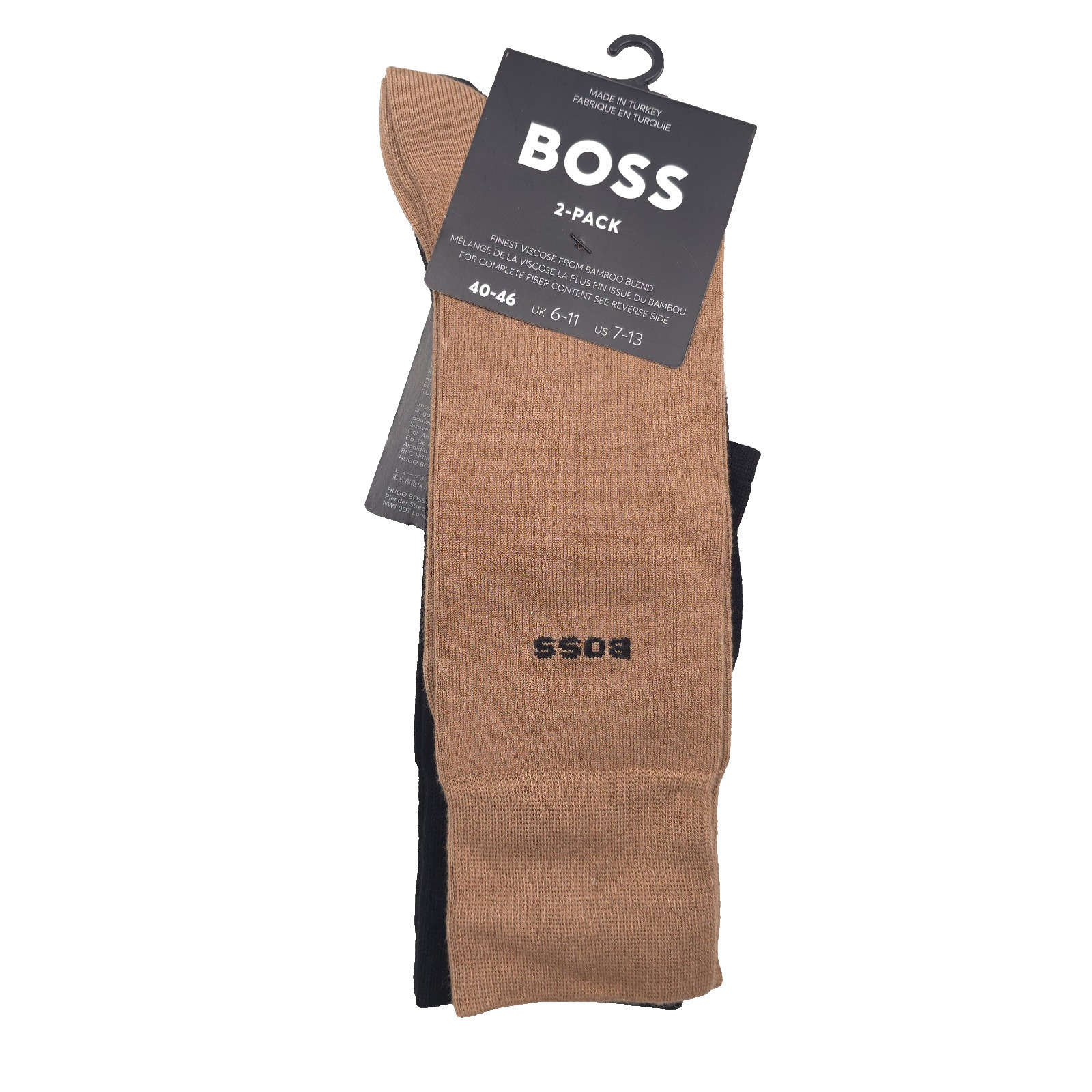 HUGO BOSS 2 упаковки черно-коричневых носков Bamboo Dress мужские размеры 7-13 3190₽