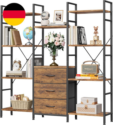 100W X142Hcm Bücherregal Mit 4 Stoffschubladen, Standregal Bücher Regal Küchenre