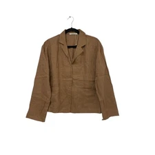 Zara Home Womens Blazer Jacket Size S Brown Linen Single Breasted 3122/579 NWOT