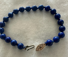 Natural Lapis Lazuli 14kt Gold Clasp Hand-knotted With 100% Silk 6 1/2" Bracelet