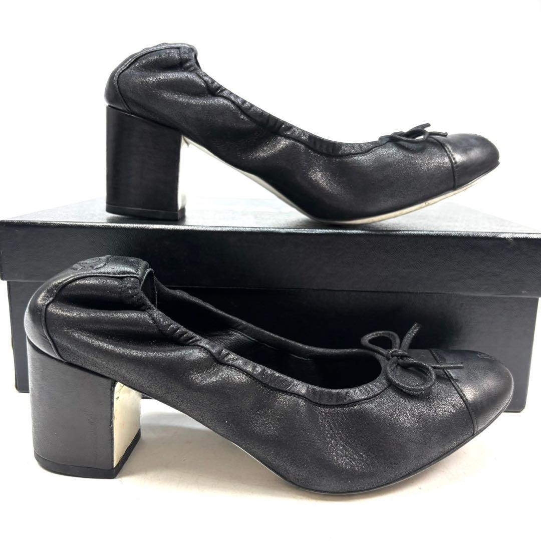 Chanel Pumps Heels Black With Coco Mark Size 35.5 US About5.5 For Women thumbnail 5