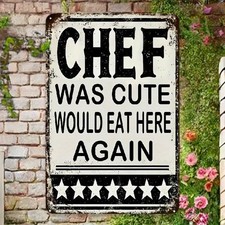 Charming Chef's Will Eat Here Again Tin Metal Signs Home D cor 8x12