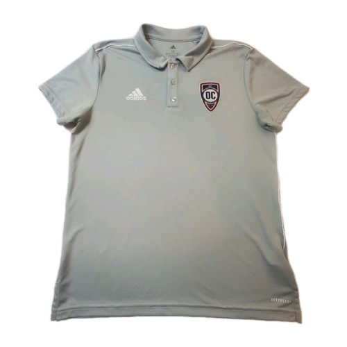 Adidas Soccer Polo Shirt Mens Med Gray Short Sleeve Adult Activewear Performance