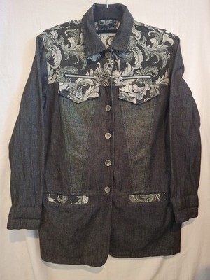 Vintage PG COLLECTIONS GINGER BORT Women's Western Black Denim Blazer Size 6
