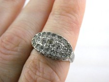 Antique Sterling Silver Clear Rock Crystal Quartz Array Ring Size 7 Weighs 4.7g