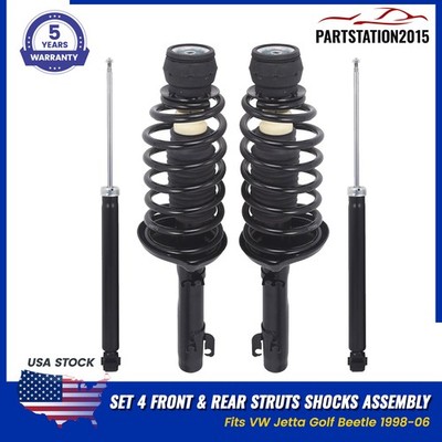 Fits VW Jetta Golf Beetle 1998-06 Front Struts w/ Springs + Rear Shock Absorbers
