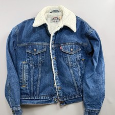 Vintage Levi s Levi Sherpa Denim Jacket Dark Blue Wash Men s Size S Made In USA