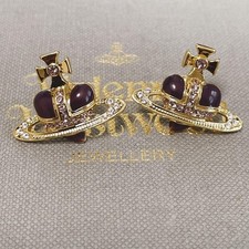 Vivienne Westwood Diamante Heart Earrings Orb Shape New Unused No Box Japan