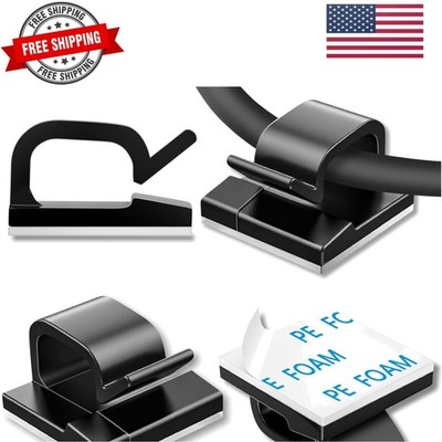 100 Pcs Cable Clips, Adhesive Cable Organizer Cord Holder Wire Clip Wire Mana...