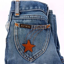Billy the Kid Jeans Size 5 70s Vintage Star Patch Denim Blue Slim Western
