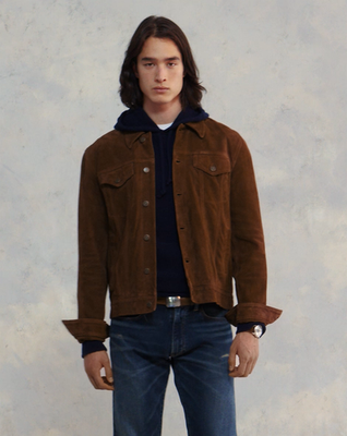 $998 NWT POLO RALPH LAUREN Men's Iconic Goat Suede Leather Trucker