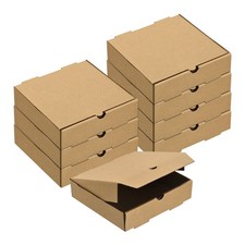 8pcs Pizza Box 12 x 12 Inch Cowhide Paper Square Mini Pizza Boxes Brown