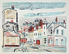 Orfeo TAMBURI "Strada con muri",  1972  litografia originale firmata