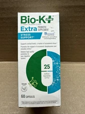 Bio-K Plus Extra Probiotic Stress Support 25 Billion CFU 60 Vegan Capsules NEW
