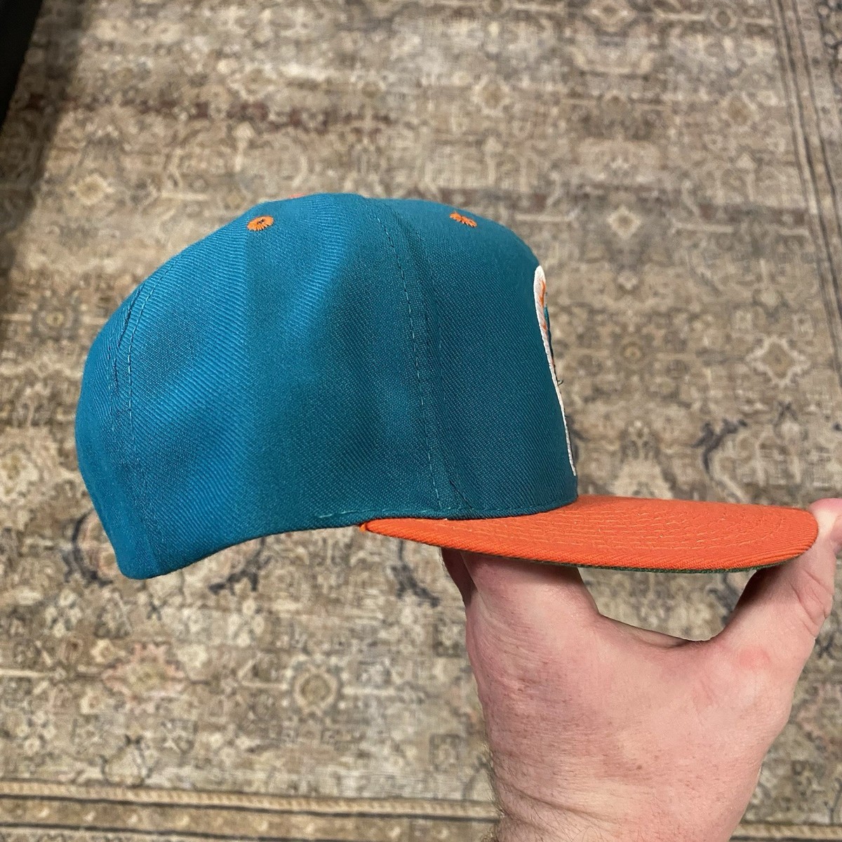 Vintage Starter Miami Dolphins 90s Fitted Hat Cap NFL Tea Orange