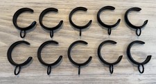 Set/10 Pottery Barn Antique Bronze Quiet-Glide C-Loop Curtain Rings LARGE 1.25"