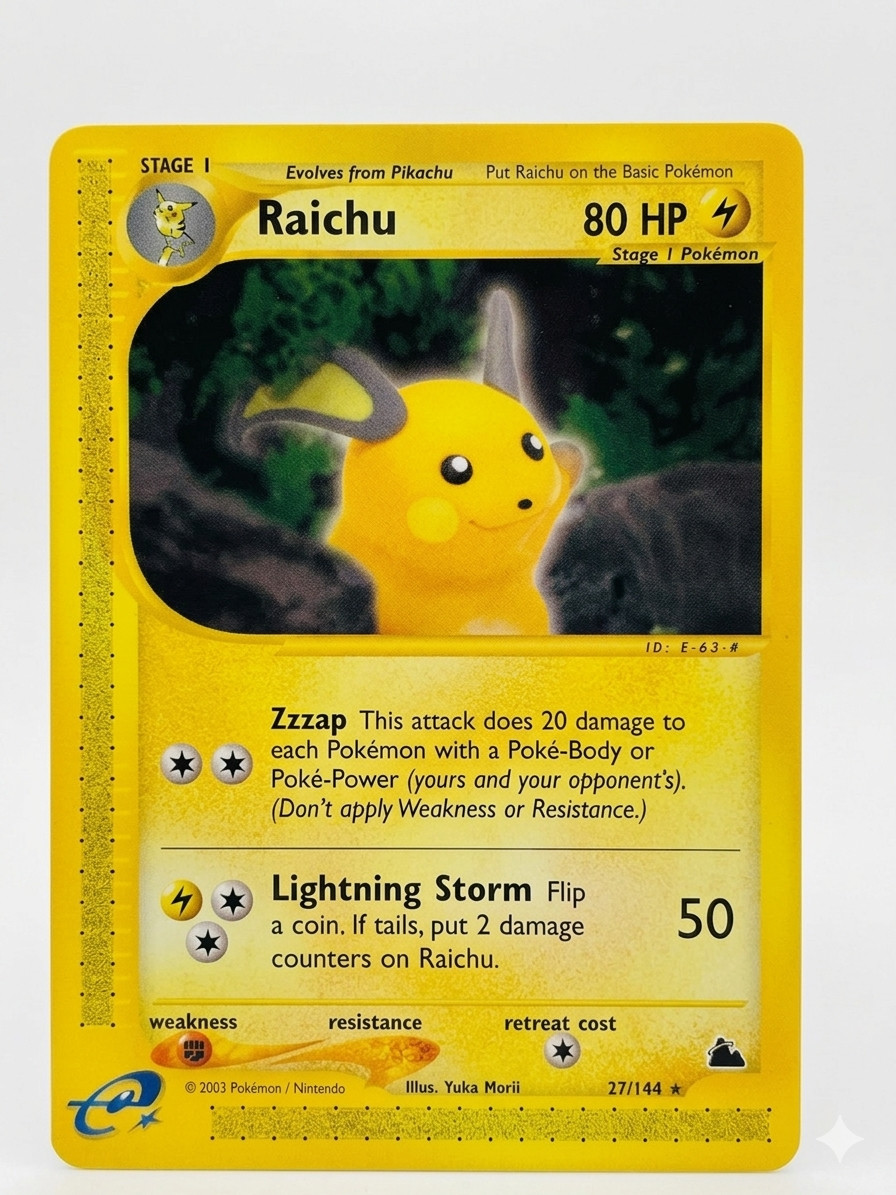 Pokémon TCG Raichu 27/144 - Skyridge - Non-Holo Rare, Vintage WotC 2003 NM+