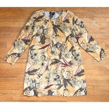Vintage Floral Kiwi Print Dress Size Medium 90s Carole Little Rayon Shift