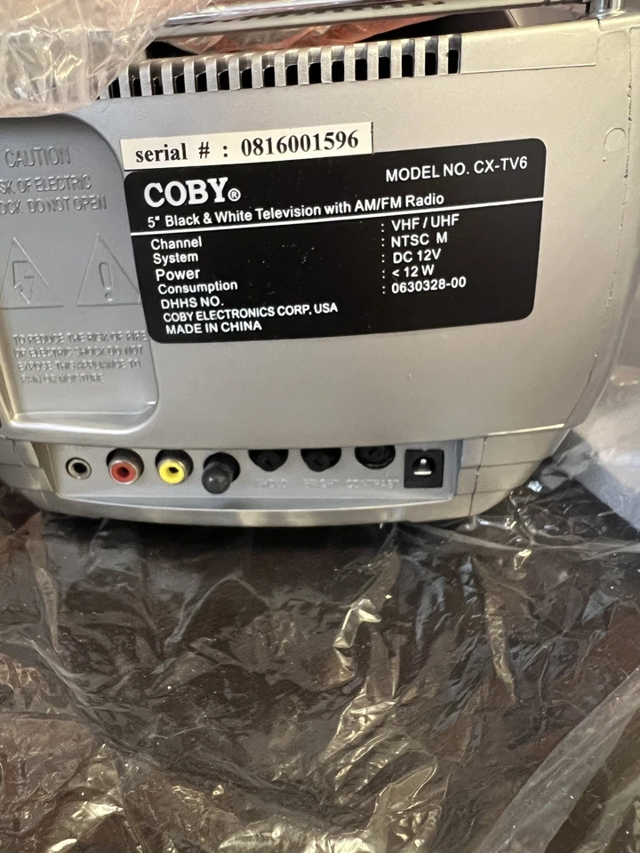 5” Coby CX-TV6 Portable Black White Mini TV AM/FM Radio & Digital Earphones  - Image 4 of 4