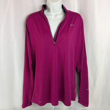 Nike DriFit Magenta Long Sleeve Running Shirt Quarter Zip Activewear Size XL