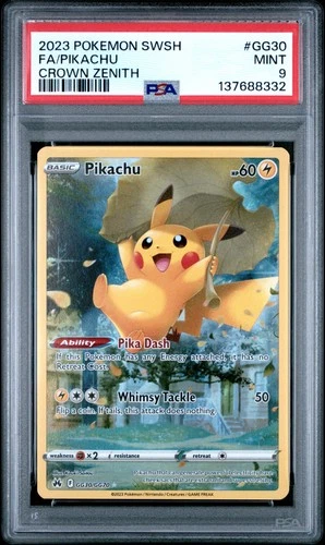 2023 POKEMON SWORD & SHIELD CROWN ZENITH #GG30 FULL ART/PIKACHU PSA 9