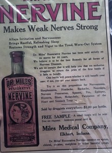 Dr. Miles' Restorative Nervine Ad Poster, Miles Medical Co., Pre-1930