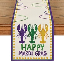 Artoid Mode Beads Happy Mardi Gras Carnival Table Runner, 13 x 72, Purple