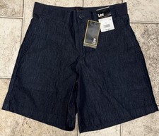 Womens Denim Shorts Lee Dark Wash Comfort Waistband 6 Inseam Size 4