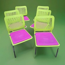 Set of 6 Retro Cafe Bistro Canteen Stacking Chairs