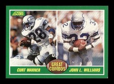 1989 Score Football #278 Curt Warner / John Williams - Seahawks Great Combos