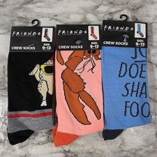 Friends The Television Series Crew Socks Lot Of 3 Sz 9-13 Rachel Phoebe Joey