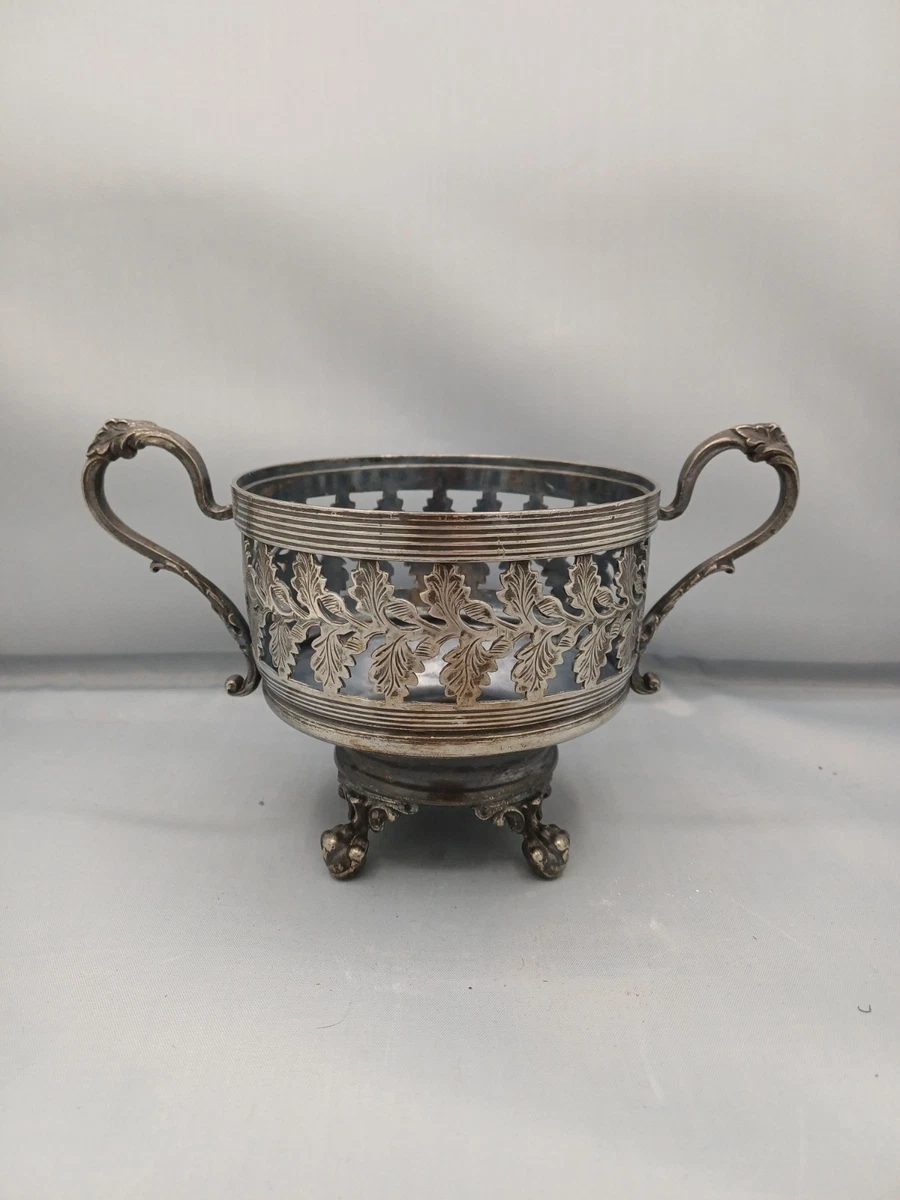 Sucrier Ancien Art Nouveau - Motif Fraise - Métal Argenté XIXème (1850-1899)