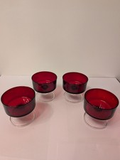 Vintage Luminarc Cavalier Ruby Red Dessert Glasses Retro Red Dessert Bowls x  4