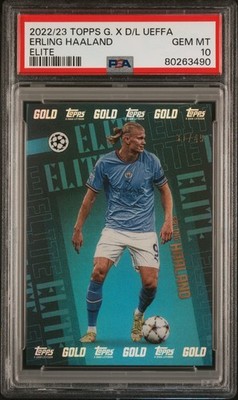 Topps UEFA CL Erling Haaland PSA10 鑑定済 Erling Haaland Gold Elite Blue /49 PSA 10 Topps GOLD UEFA UCL 2022