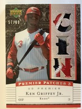2007 UD Premier Ken Griffey Jr Reds HOF 3-Color Premier Patches 57/89