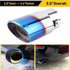 Car Exhaust Tip 2.5 Inlet Stainless Steel Muffler Pipe Throat Universal Blue