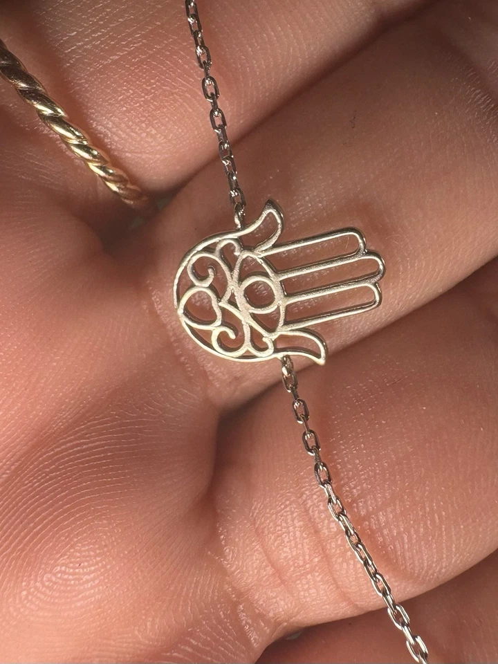 14k White Gold Hamsa 15mm Bracelet Adjustable 1.2G Amulet Rarities IMMD - Image 3 of 4