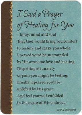 I Said a Prayer of Healing Laminated Prayer Cards, Wallet Cards - Pack of  25
