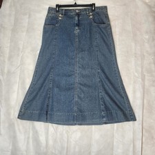Vintage Denim Maxi Skirt Size 14 Christopher  Banks 90s Y2K Pockets Blue Jean